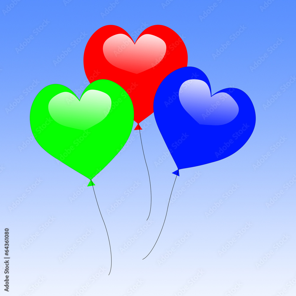 Colourful Heart Balloons Show Wedding Feast Or Engagement Party
