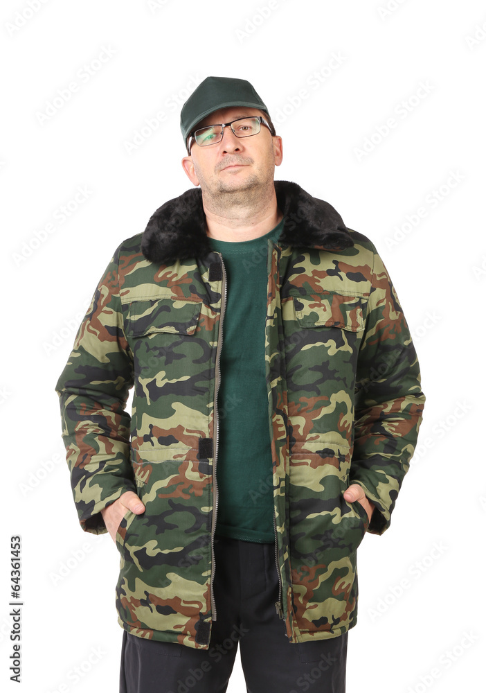 Man in military clothing. Man in military clothing.