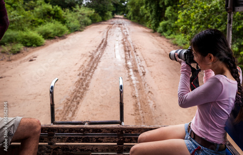 woman with camera on Safari ,Pantanal ,Brazil