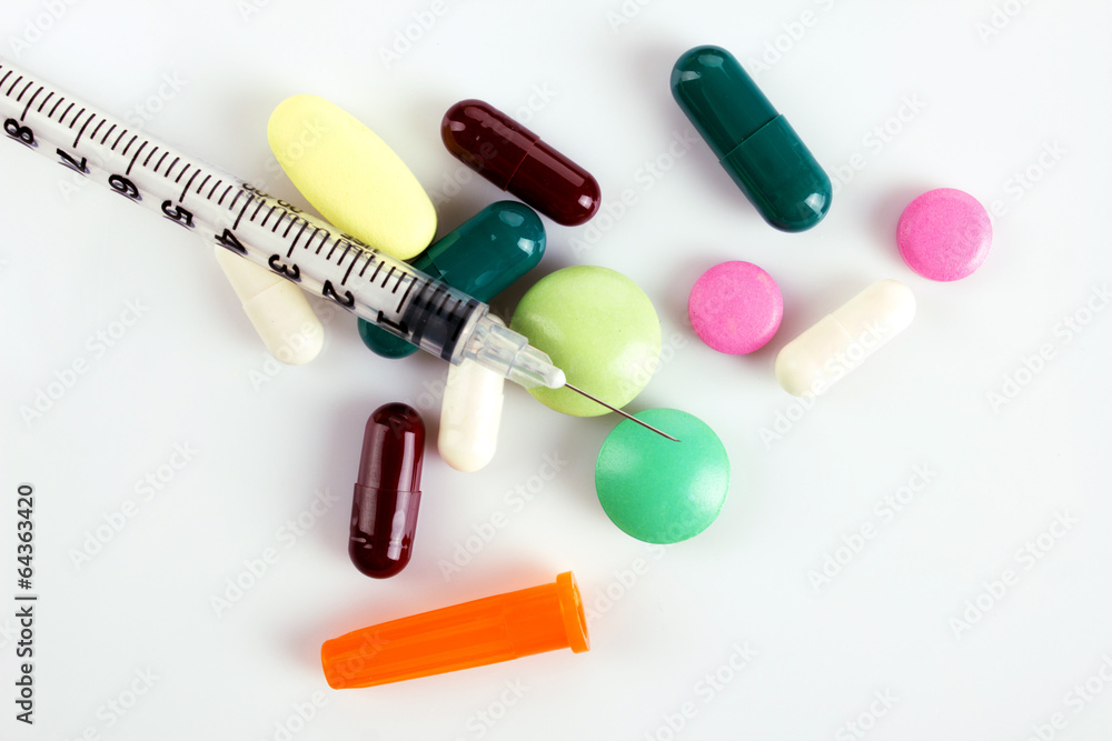 medicaments in tablets and capsules and insulin syringe medicaments in tablets and capsules and insulin syringe
