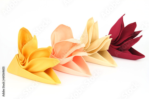 Folded napkins on the white background