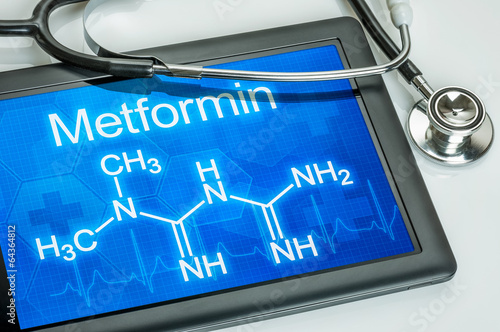 Tablet mit der chemischen Strukturformel von Metformin