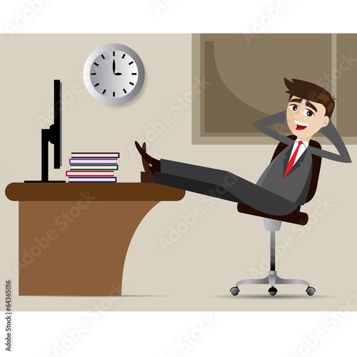 cartoon businessman relax on chair