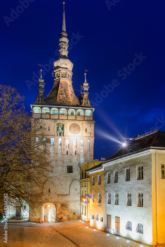 Clock Tower in Sighisoara at night