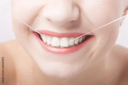 Beautiful Caucasian Woman Smile. Dental Care Concept