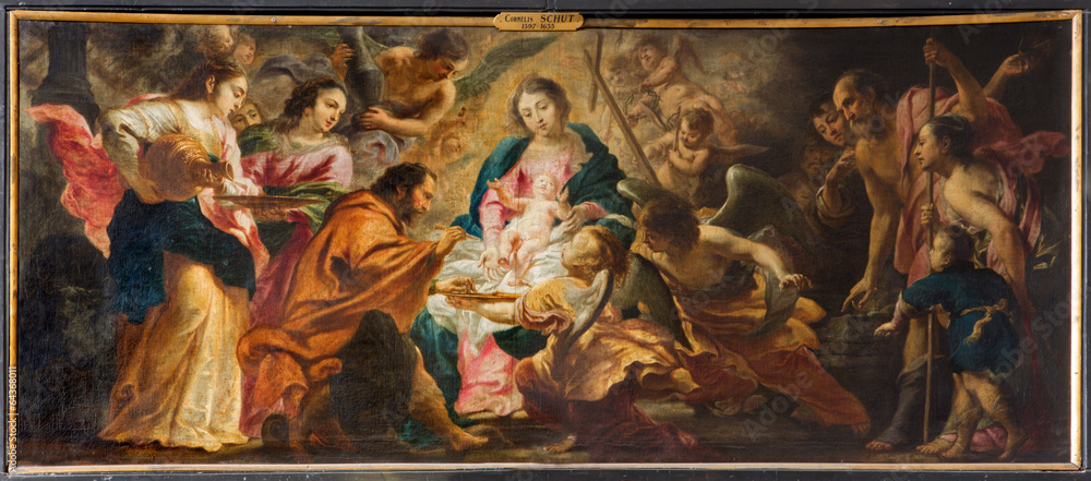Antwerp - Nativity scene by Cornelis Schut - obrazy, fototapety, plakaty 