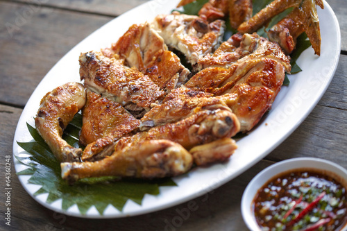 roast chicken and spicy dip in thailand
