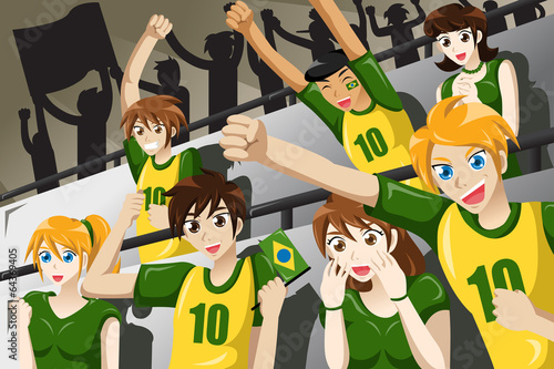 Soccer fans in a stadium