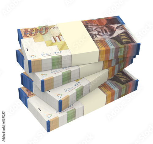 Israeli Shekel money isolated on white background.