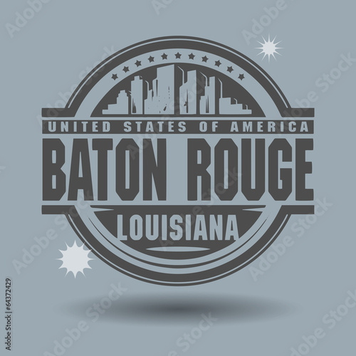 Stamp or label with text Baton Rouge, Louisiana inside
