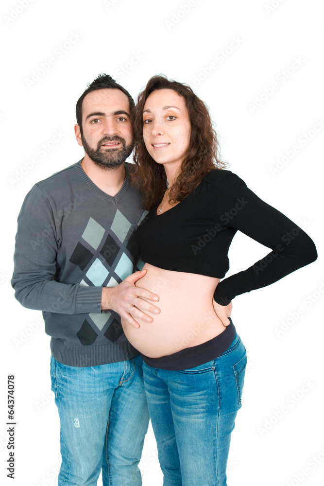 Man posing with his pregnant wife Man posing with his pregnant wife