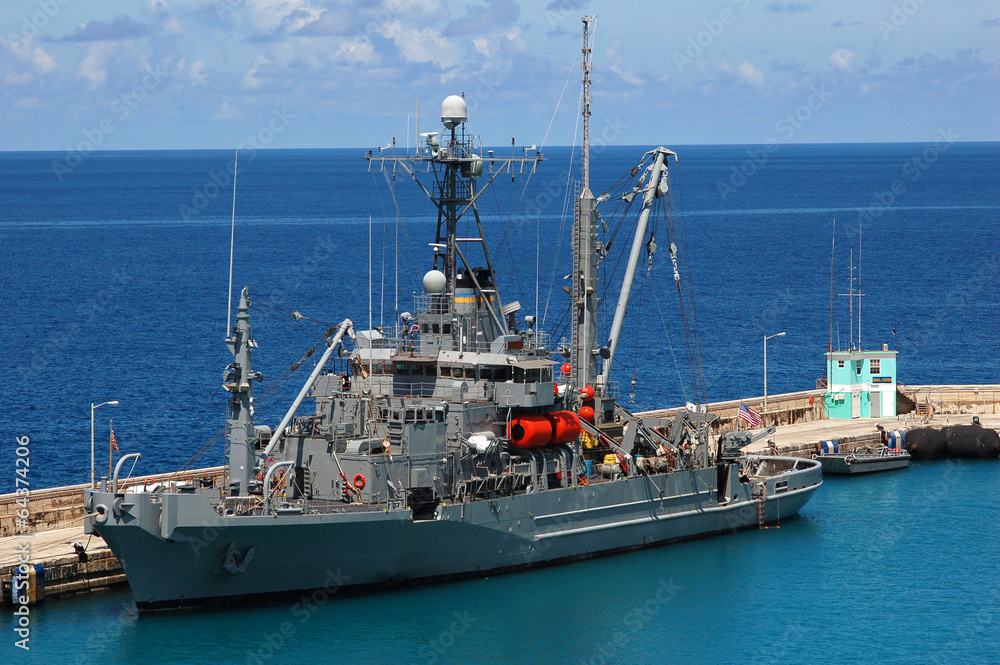 American military ship in the Caribbean water