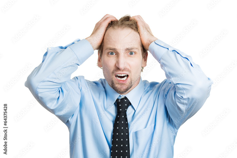 Frustration and stress. Upset business man Frustration and stress. Upset business man