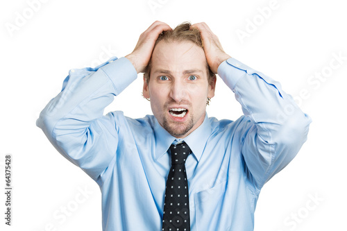 Frustration and stress. Upset business man