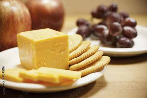 Cheese, Crackers, and Fruit - Closeup