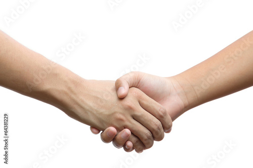 Holding hand, hand in hand  isolated over white background
