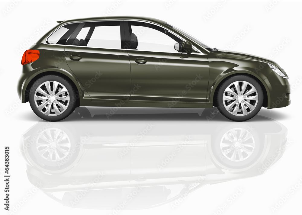 Dark Green 3D Hatchback Car Illustration