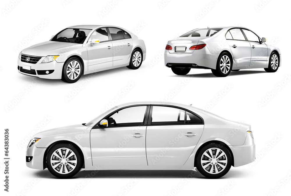 Naklejka premium Three Dimensional Image of a White Car