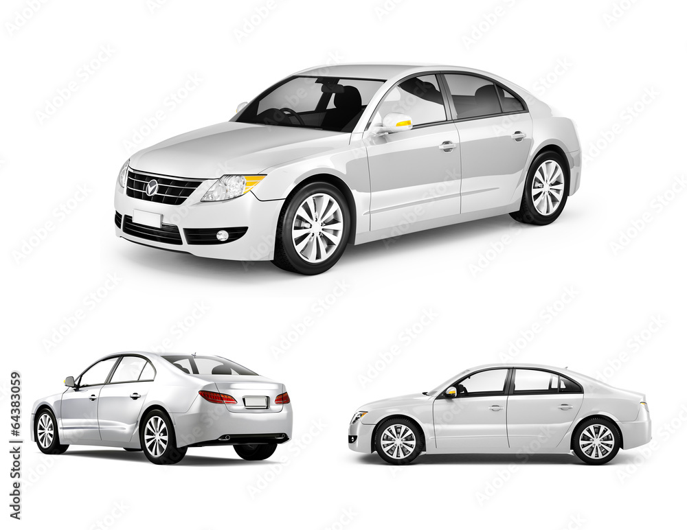 Three Dimensional Image of White Car