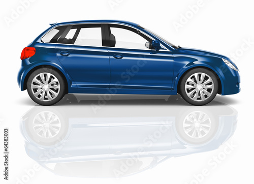 Obraz na płótnie Blue 3D Hatchback Car Illustration