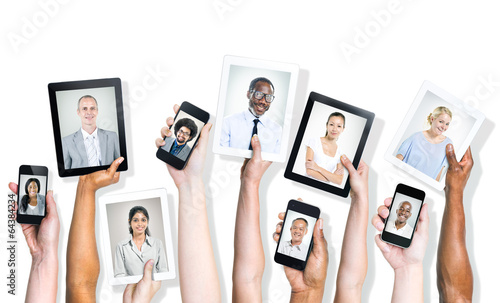 Potraits of Diverse People on Digital Devices photo