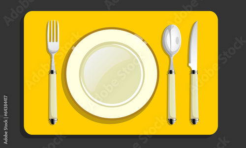 Vector utensils and fork plate knife spoon
