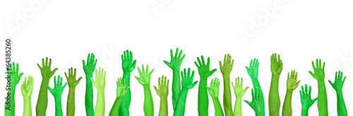 Green Environmental Conscious Hands Raised