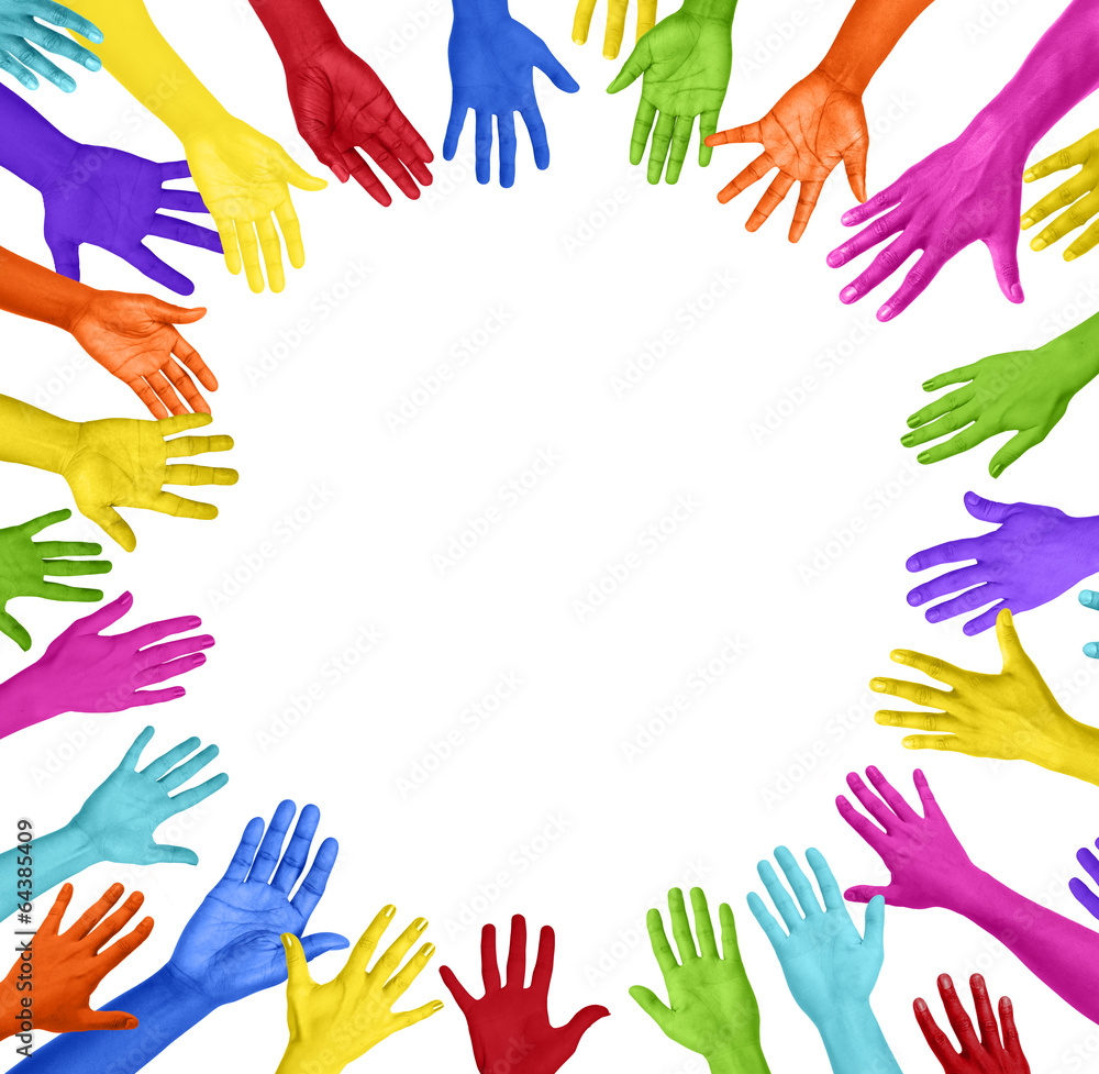 Fototapeta premium Group of Colorful Hands Forming Circle