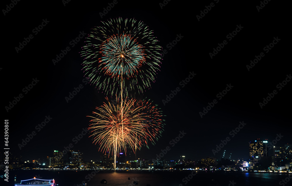 Night view and firework at Pattaya city, Thailand Night view and firework at Pattaya city, Thailand