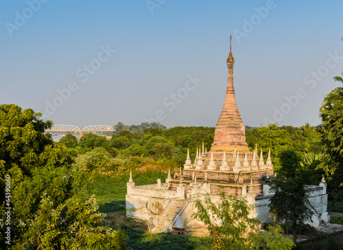 Burmese pagoda at Maha Aungmye Bonzan Monastery in Inwa  Myanmar
