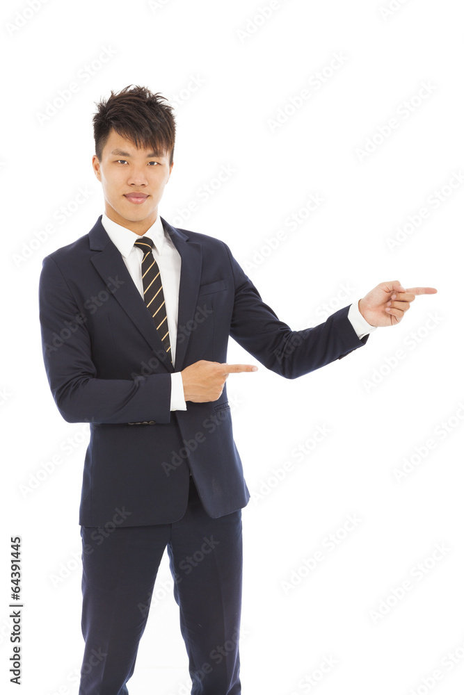 businessman with pointing and showing gesture businessman with pointing and showing gesture