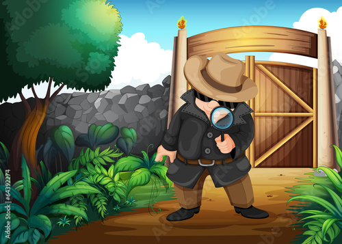 A detective at the backyard