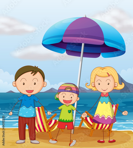 A family at the beach