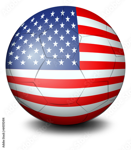 A ball with the USA flag
