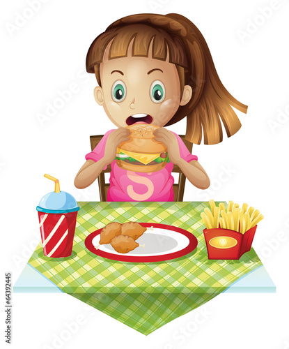A hungry child eating