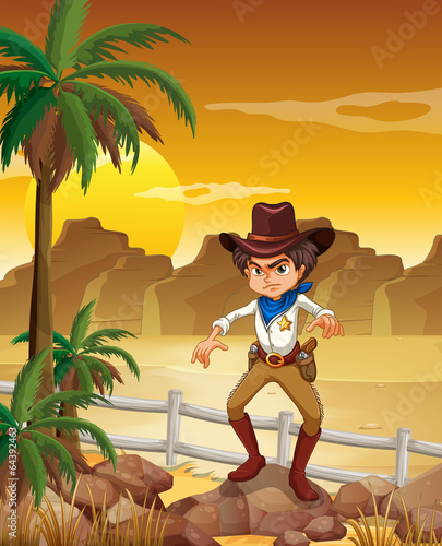 An angry cowboy at the desert