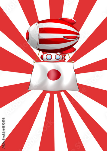 A floating balloon with the flag of Japan