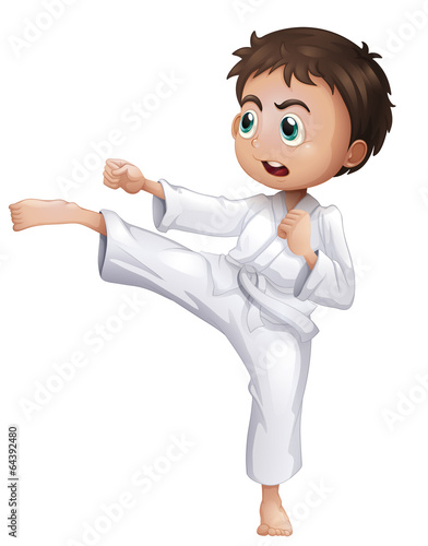 A young man kicking