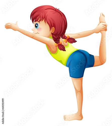 A small lady performing a yoga