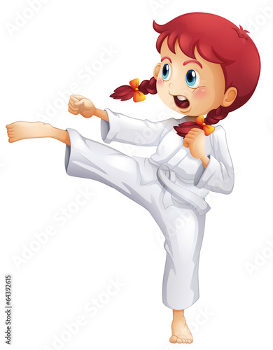 A young lady doing karate