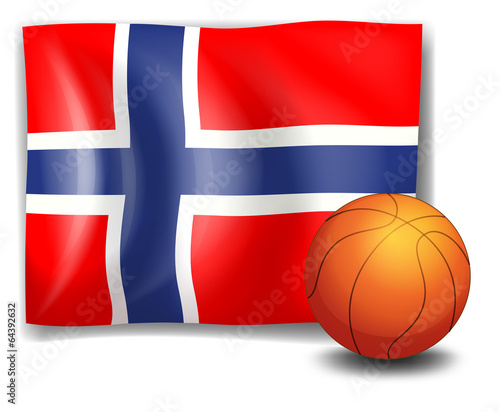 The flag of Norway at the back of the ball
