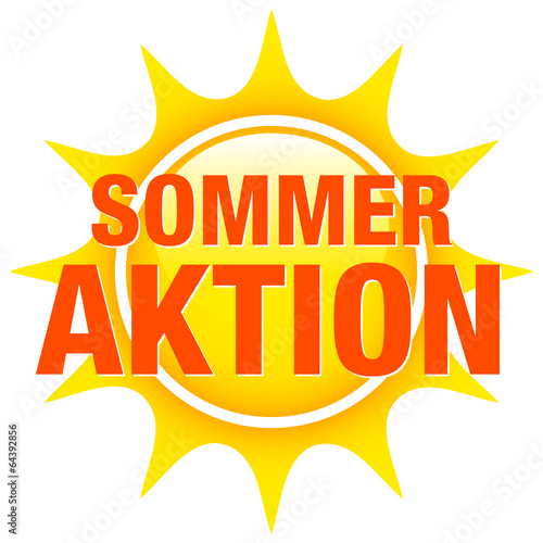 Button Sonne "Sommeraktion" gelb