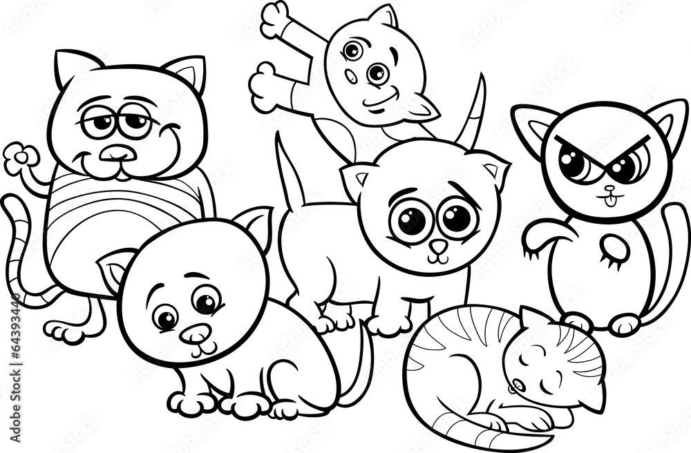 cute kittens cartoon coloring page