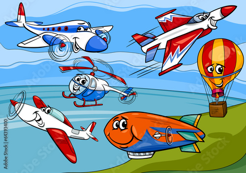 planes aircraft group cartoon illustration #64393400
