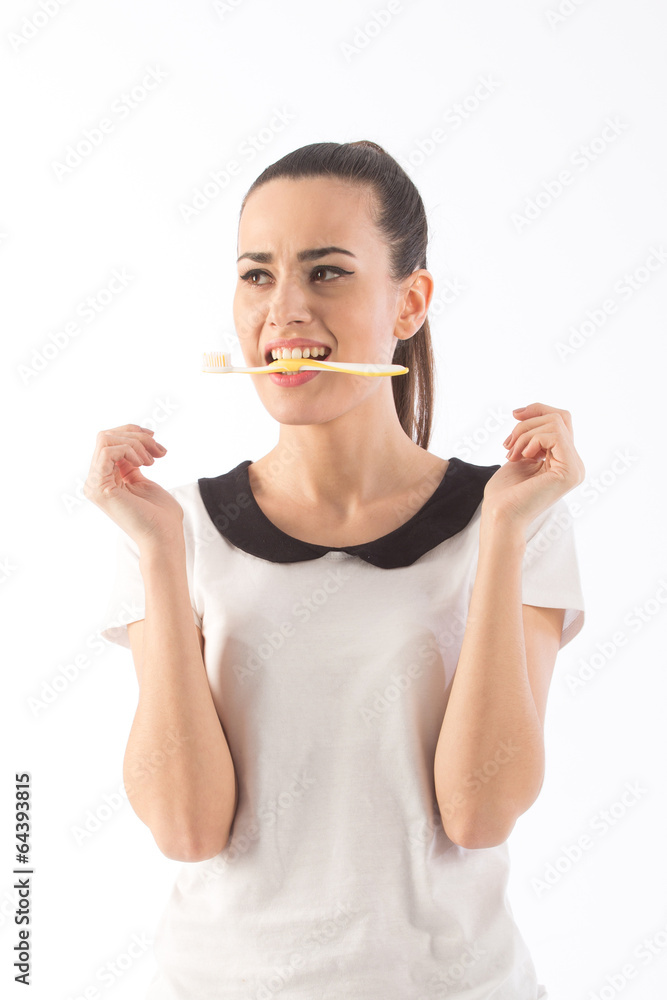 Beautiful woman with toothbrush Beautiful woman with toothbrush