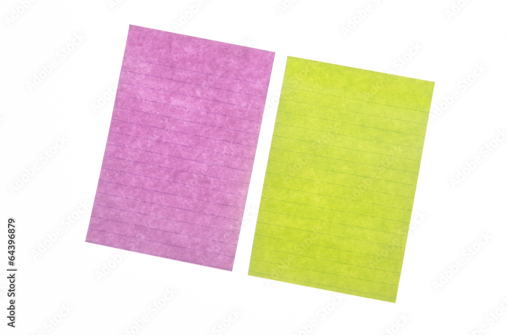 Paper note isolated on white background Paper note isolated on white background