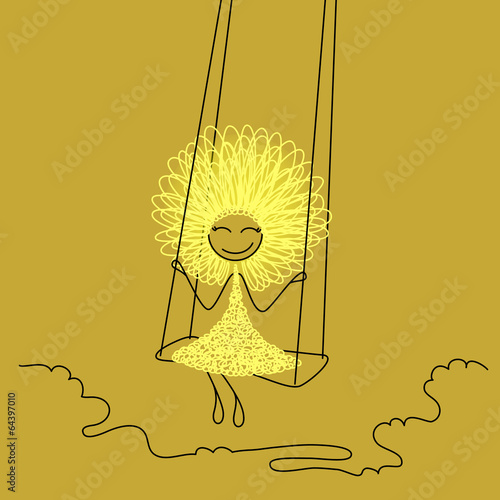 Funny girl on seesaw