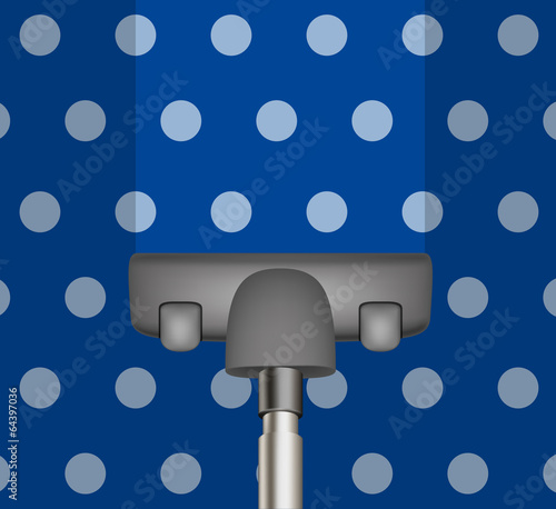 Vacuum cleaner drains blue carpet