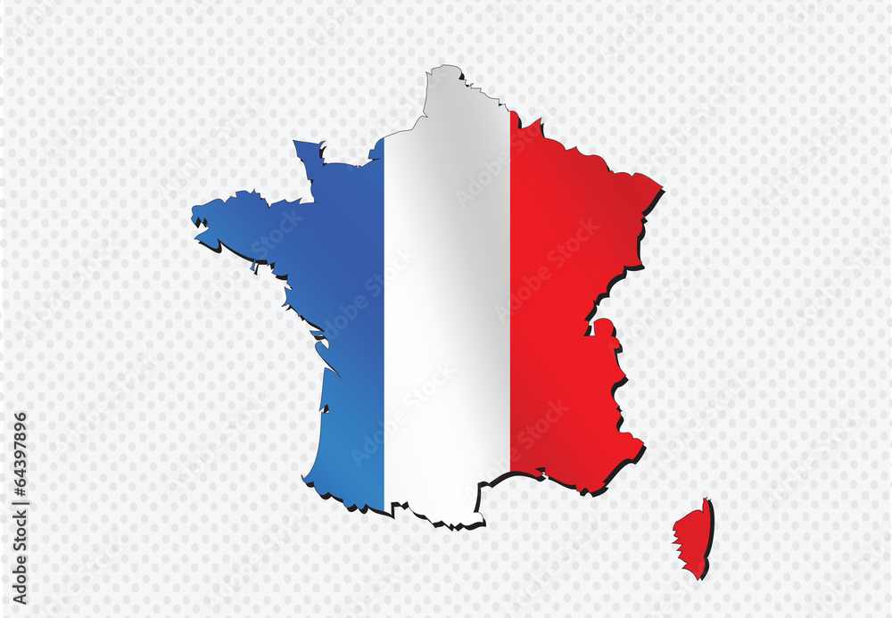 Map and  flag of France , French Republic