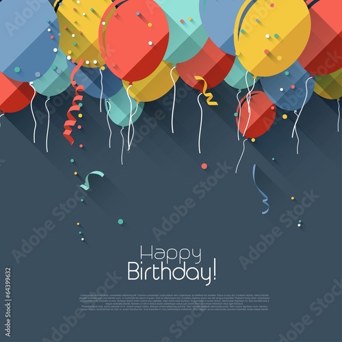 Colorful birthday background in flat design style